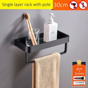 Zwart Bad Planken Badkamer Plank Organisator Nail-Gratis Shampoo Houder Planken Opslag Plank Rek Badkamer Mand Houder EL1018