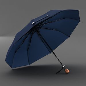 Automatische Uv Paraplu 10 Ribben Winddicht Houten Handvat Paraplu Zon Regen Duidelijke Mannen Grote Paraplu Parasol Paraguas Outdoor