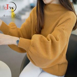 Winter Vrouwen Trui Mode Coltrui Lantaarn Mouwen Truien Losse Gebreide Vrouwelijke Jumper Tops Pull Femme