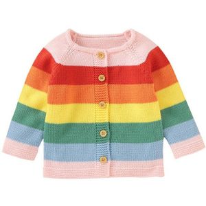 Baby Kids Trui Herfst Winter Peuter Meisje Vest Gebreide Baby Gestreepte Regenboog Jas Kinderen Mode Meisjes Sweater4