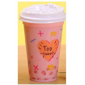 50 Pcs Valentijnsdag Te Zoet Transparant Zomer Drink Diposable Koffie Melk Thee Verpakking Plastic Bekers Met Deksel