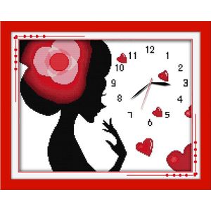 Charmante vrouw telpatroon 14ct 11ct count print canvas wandklok stiksels borduurwerk DIY handgemaakte handwerken