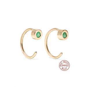 Roxi 925 Sterling Zilver Stud Oorbellen Voor Vrouwen Minimalistische C Shaped Green Crystal Oorbellen Kraakbeen Helix Piercing Oorbellen