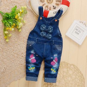 NYSRFZ Baby Broek Kinderen Denim Overalls Borduurwerk Libel Jeans Baby Draagzak Jongens Meisjes Denim Overall Jeans broek