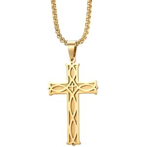 Jhsl 55Cm Box Ketting Mannen Cross Ketting Hangers Zwart Zilver Kleur Goud Kleur 316L Rvs Sieraden