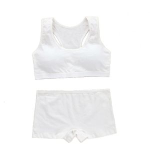 HX5D Tieners Meisjes Sport Beha Puberteit Gym Ondergoed Draadloze Tiener Meisjes Sport Bh Met Slips Katoen Jonge Meisjes Training Beha