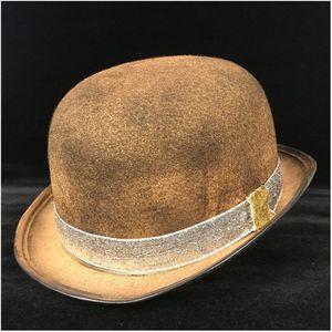 Goud Steampunk Bolhoed Vrouwen Mannen Retro Lolita Bril Topper Top Hoeden Fedora Cosplay Goochelaar Billycock Bruidegom Hoed