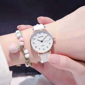 Vrouwen Mode Witte Horloge Quartz Lederen Dames Horloges Ulzzang Eenvoudige Nummer Dial Vrouw Klok Montre Femme