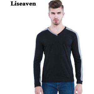 Liseaven Stijlvolle Casual Slim Fit Lange T-Shirt mouw tees mannen t-shirt Patchwork Tshirt