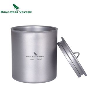 Grenzeloze Voyage Titanium Koffie Thee Cup Met Filter Outdoor Camping Draagbare Dubbele Wand Mok Servies 350Ml