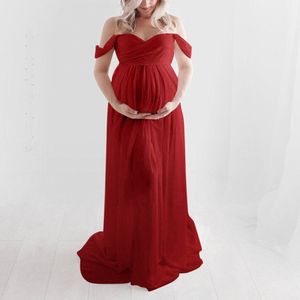 Vrouwen Off Shoulder Pregnants Sexy Fotografie Verstoorde Verpleging Lange Maxi Jurk Moederschap Jurken Zwangere Vrouw Kleding D315