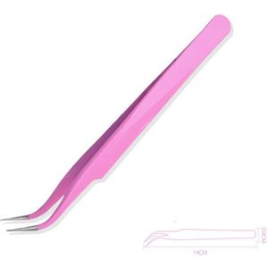 1Pc Roze Rechte/Gebogen Nail Pincet Rvs Sticker Decals Studs Kralen Steentjes Picker Nail Art Tool Eye make-Up