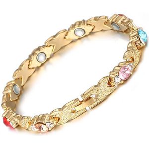 Goud Kleur Wit Roze Kleurrijke Crystal Magnetische Armbanden Voor Vrouwen Gezondheid Link Chain Armbanden Sieraden