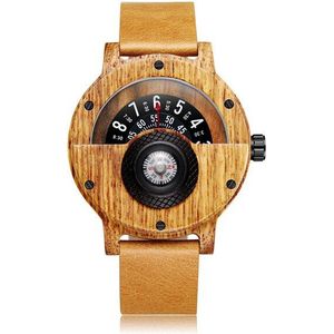 Mode Houten Horloge Mannen Vrouwen Unieke Kompas Half Wijzerplaat Natuurlijke Houten Quartz Horloge Luxe Houten Horloge Mannelijke