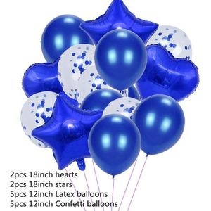 14Pcs Star Hart Helium Ballonnen Confetti Kleur Latex Ballonnen Gelukkige Verjaardag Bruiloft Festival Balon Party Decoraties Levert