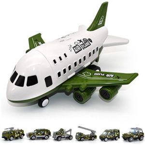 Kinderen Vliegtuig Model Speelgoed Set Simulatie Grote Opslag Transport Vliegtuigen Met Legering Behuizing Kleine Auto Helicopter Truck