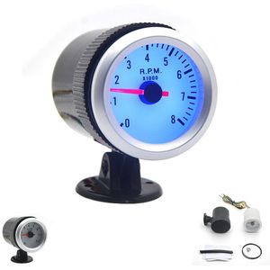 2 &quot;52Mm Dragon Gauge Auto Meter Toerenteller Rpm Gauge 0-8000Rpm Analoge Black Pod Met Blauw led