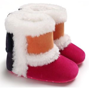 Patpat Winter Baby/Peuter Pluis Colorblock Prewalker Schoenen Voor Baby Unisex Snowboots
