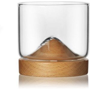 Bar Transparant Direct Te Drinken Wijn Decanter Glas Cup Creatieve Verdikking Glas Vierkante Cup Met Houten Houder