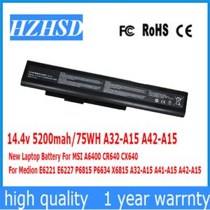 14.4V 5200Mah/75WH A32-A15 A42-A15 Laptop Batterij Voor Msi A6400 CR640 CX640 Voor Medion E6221 E6227 p6815 P6634 X6815