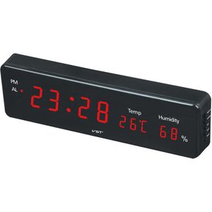 Grote Digitale Wekker Led Slaapkamer Lichtgevende Elektronische Tafel Klok Met Thermometer Hygrometer Multifunctionele Bureau Horloge