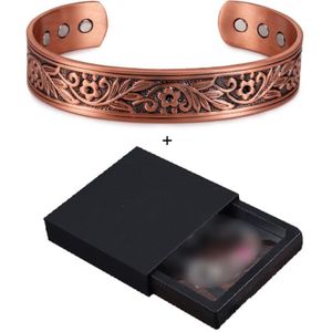 Vinterly Magnetische Koperen Armband Mannen Brede Gezondheid Energie Magneet Gezondheid Armbanden Bloem Verstelbare Manchet Koperen Armbanden Voor Vrouwen