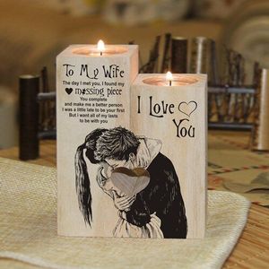 Heart melts from husband to wife I love you pair candlestick with love message to