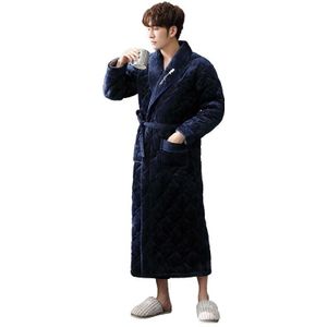 Winter Mannen Drie Lagen Gewatteerde Badjas Dikke Flanellen Badjas Nachtkleding Plus Size Xxxl Kimono Badjassen Mannelijke Warme Lounge