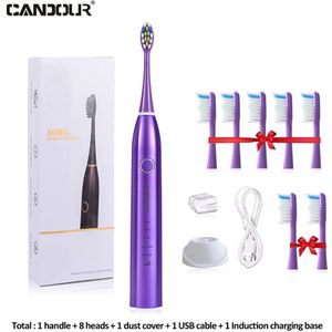 Candour Cd-5168 Sonic Tandenborstel Oplaadbare Elektrische Tandenborstel IPX8 Waterdichte 15 Modus Met 8 Borstel Reizen Doos Beste Cadeau