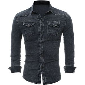 Mode Herfst Denim Shirt Mannen Katoen Jeans Casual Shirts Slim Lange Mouwen Cowboy Shirt Stijlvolle Wassen Slim Fit Tops