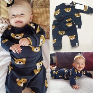 Pasgeboren Baby Kids Boy Girl 0-24M Baby Kleding Bear Outfit T-shirt Top + Lange Broek Set