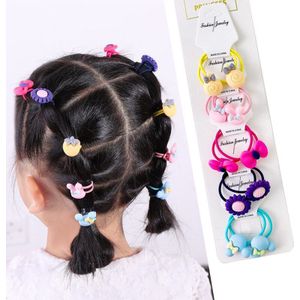10Set/Kaart Cartoon Haar Ring Haar Scrunchies Bloemen Elastische Haarbanden Voor Meisjes Prinses Kinderen Haaraccessoires Rubber band