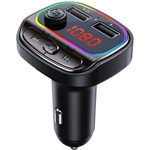 Jajabor Fm-zender Kleurrijke Light Tf Card U Disk Muziek MP3 Speler Usb Car Charger Handsfree Bluetooth-Compatibel 5.0 auto Kit