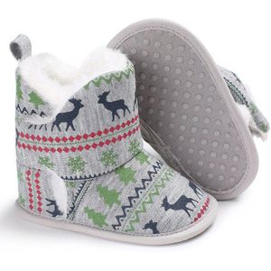 4 Sets/partij Xmas Baby Winter Huis Schoenen Baby Enkellaarsjes Bont Kerst Elanden Indoor Sokken Laarzen Warm Contton Pluche