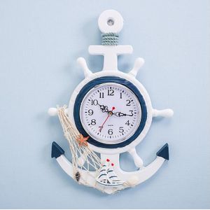 Europese Wandklok Marine Stijl Klok Hout Opknoping Klok Tijd Voor Home Baby Slaapkamer Decoratie Navigatie Boot Anker