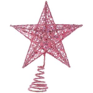 Rose Goud Blauw Glitter Ster Kerstboom Toppers 3D Vijf Point Star Kerstversiering Voor Boom Thuis Tafel Topper ornament