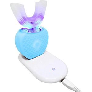 Intelligente automatische sonic U-type elektrische tandenborstel voor 360 graden tand USB opladen tanden whitening blauw licht