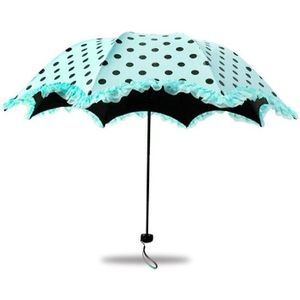 Prinses Kant Rand Stippen Ronde Punt Parasols 8 k Paraplu Volwassen Vrouwen Meisjes Rainny Sunny Zwarte Coating Paraplu