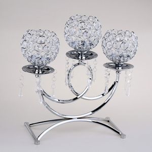 Kristal Metalen Votive Kaarshouder 3-Arms Kandelaar Tafel Centerpieces Voor Wedding Decor Thuis Ambachten Theelichtje Kandelaars