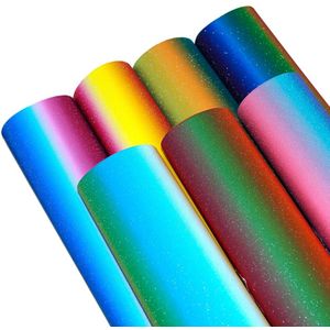 7 Pcs 20*34cm Fijne Flash Glitter Rainbow Gradient Synthetisch Lederen Set, DIY Handgemaakte Materialen Voor Maken Ambachten, 1Yc7305