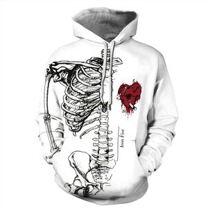 Vrouwen/Mannen Hoodie Sweatshirts Sport Hoodies Vrouwen Skelet 3D Print Bloods Running Hooded Sweater Paar Sportwear Losse Trui