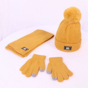 Kinderen Winter/Herfst Wollen Driedelige Trui Cap Voor Jongens En Meisjes Gebreide Warme Muts Sjaal Handschoenen set