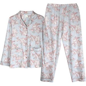 Vrouwen Nachtkleding Pak Herfst Zoete Bloemen Lange Mouwen Prinses Pyjama Elegante Patroon Homewear Plus Size M-3XL Pijamas Mujer