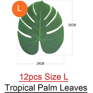 12 Stuks Tropische Palm Bladeren Artifici Blad Decor Bruiloft Decoratie Groene Jungle Plant Blad Hawaiiaanse Home Party Decoratie
