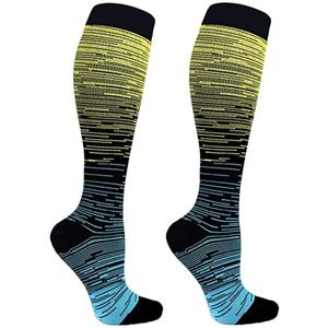 Volwassen Nylon Zweetabsorberende Run Sport Wandelen Gradiënt Kleur Elastische Comfortabele Unisex Ademend Compressie Sokken Ondersteuning