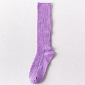 Harajuku Neon Kleurrijke Vrouwen Katoen Lange Sokken Knie Hoge Effen Klein Blauw Wit Zwart Geel Grijs Rood School Meisje Fluorescerende