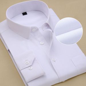 Grote Maat Mannen Business Casual Lange Mouwen Shirt Wit Smart Mannelijke Sociale Overhemd Plus