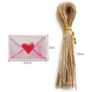 100 Stuks Hang Tags Met Touw Kraftpapier Label Valentijnsdag Tags Wedding Gunsten Wikkelen Levert Bakken Shop Brood zak Tag