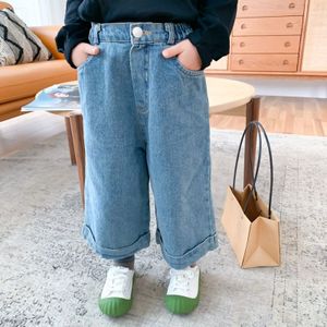 3235 Kinderen Jeans Lente Jongens En Meisjes 'Koreaanse Wijde Pijpen Jeans Kinderen Enkellange Broek