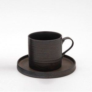 Eenvoudige Koffie Kop En Schotel Set Metalen Glazuur Mok Creatieve Kantoor Cup Nordic Stijl